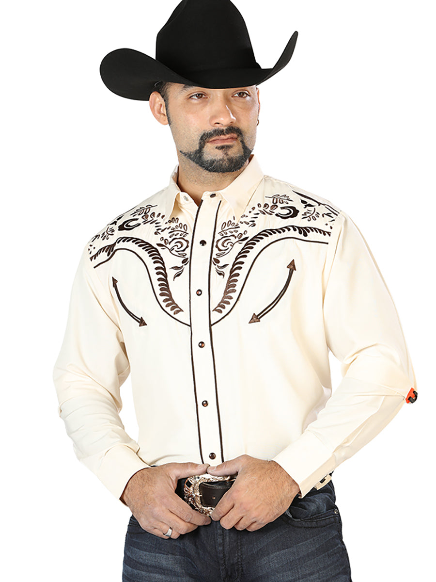 Camisa Vaquera L/ Manga El Señor De Los Cielos No.10 65% Poliéster 35% Algodón Beige 126694