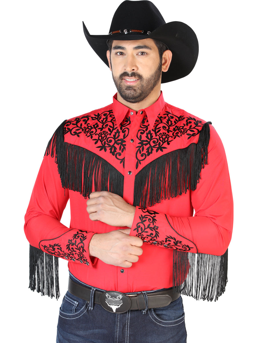Camisa Vaquera L/ Manga El Señor De Los Cielos No.12 65% Poliéster 35% Algodón Rojo 126699