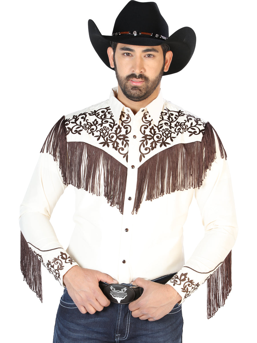Camisa Vaquera L/ Manga El Señor De Los Cielos No.12 65% Poliéster 35% Algodón Beige 126700