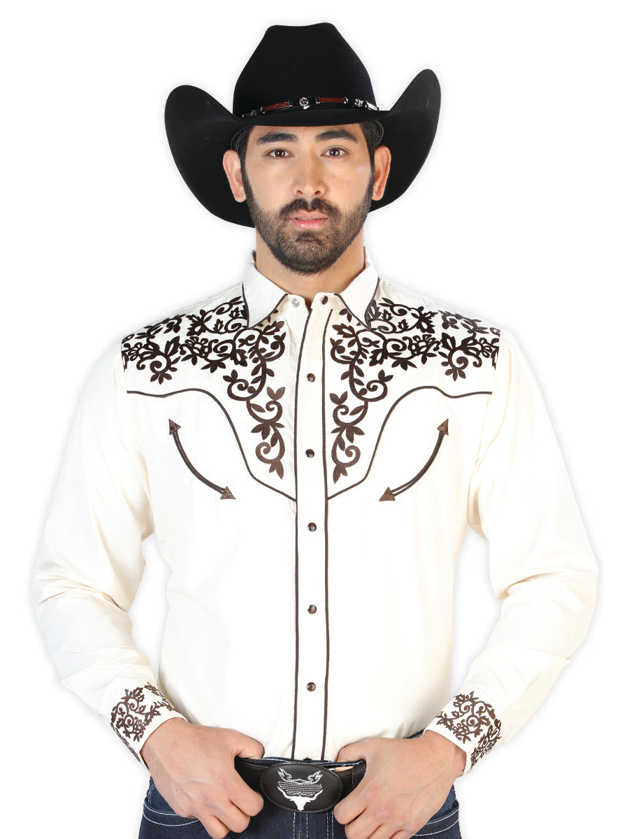 el Señor de los Cielos Bordado Camisa Beige/dorado 126703
