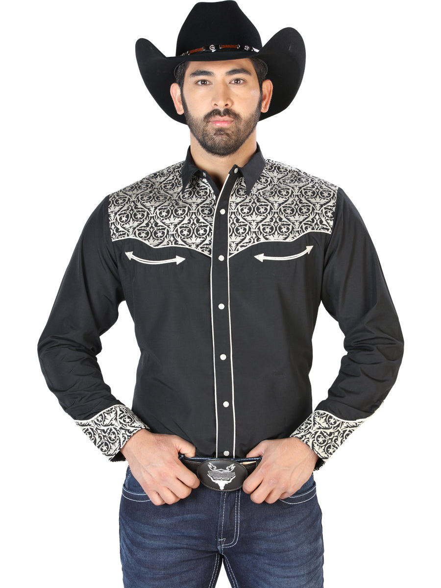 Camisa Vaquera L/ Manga El Señor De Los Cielos No.14 65% Poliéster 35% Algodón Negro 126704
