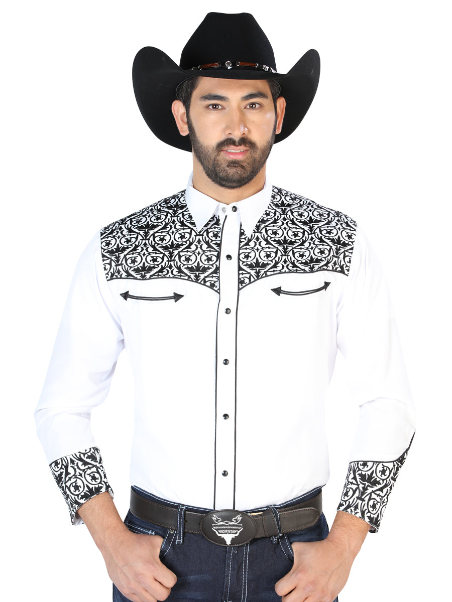 Cowboy Camisa L/ Manga El Señor De Los Cielos No.14 65% Poliéster 35%cotton Blanco 126705