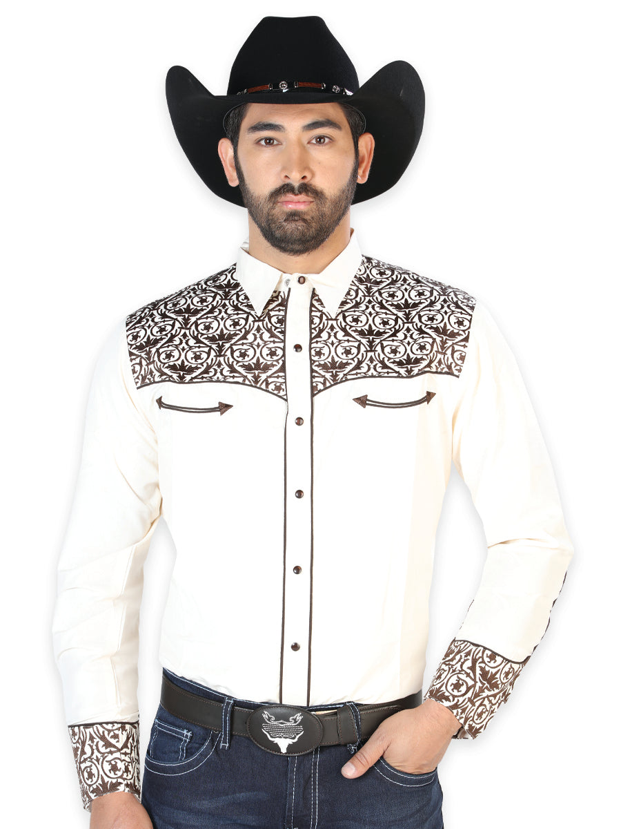 el Señor de los Cielos Bordado Camisa Beige/dorado 126706
