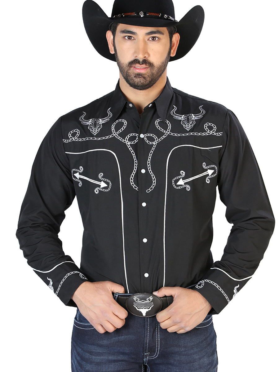 Camisa Vaquera Manga Larga El Señor De Los Cielos No.16 65% Poliéster 35% Algodón Negro 126711