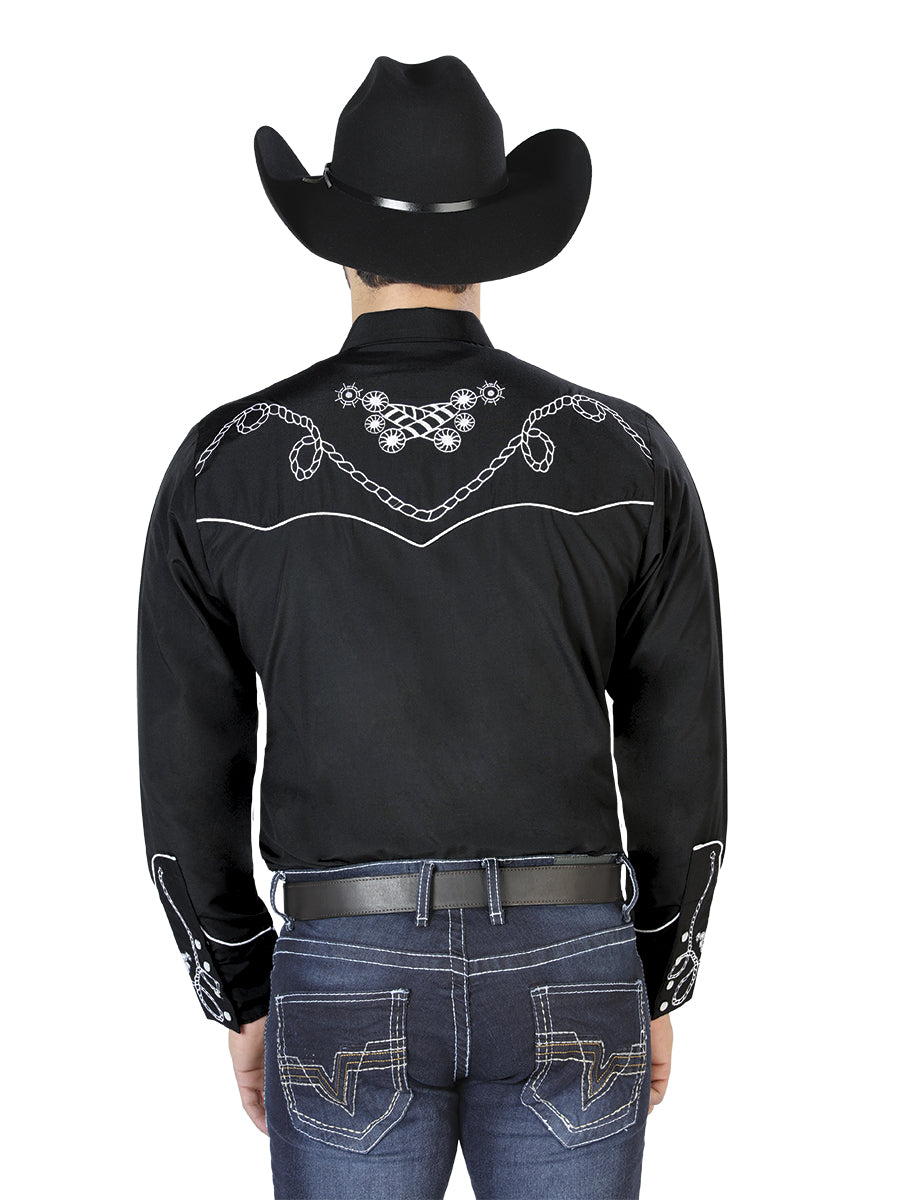 Camisa Vaquera L/ Manga El Señor De Los Cielos No.18 65% Poliéster 35% Algodón Negro 126717