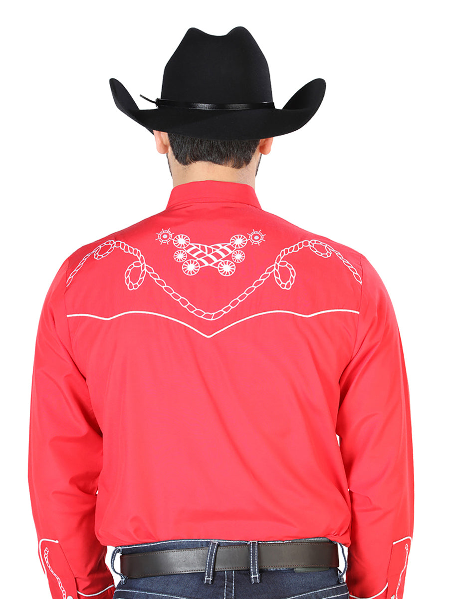 el Señor de los Cielos Bordado Camisa Rojo/blanco 126719