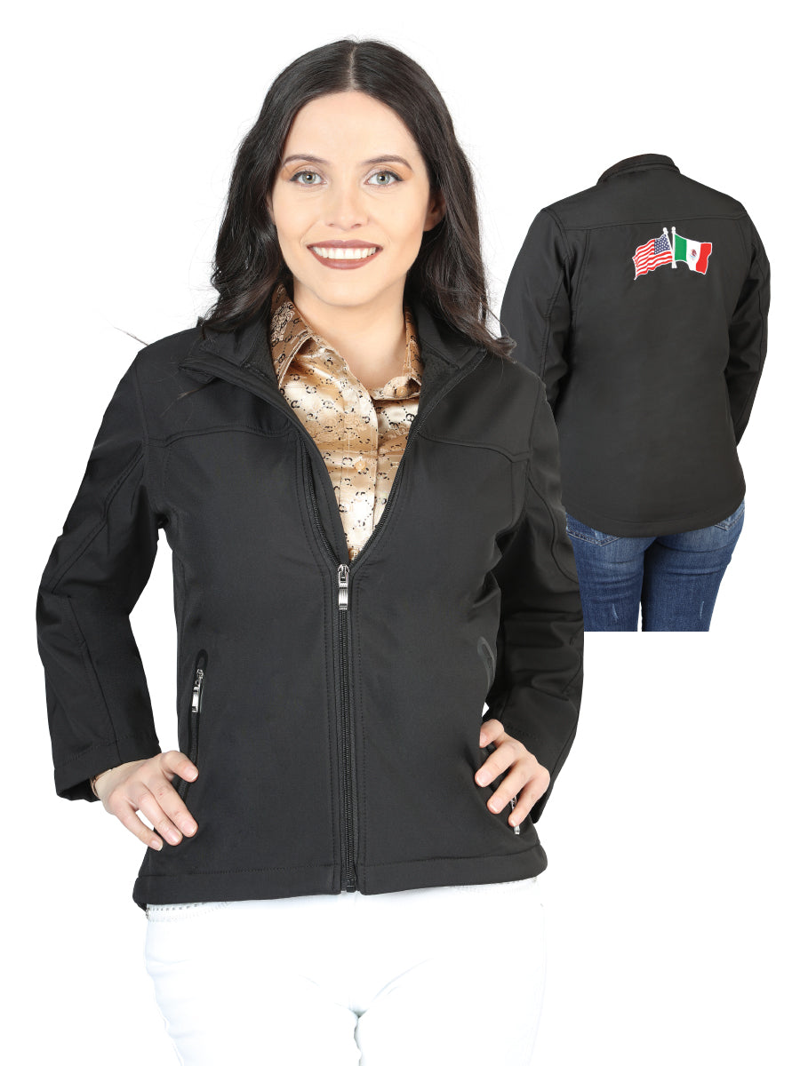 Dama Zipper Chamarra Negro 127084