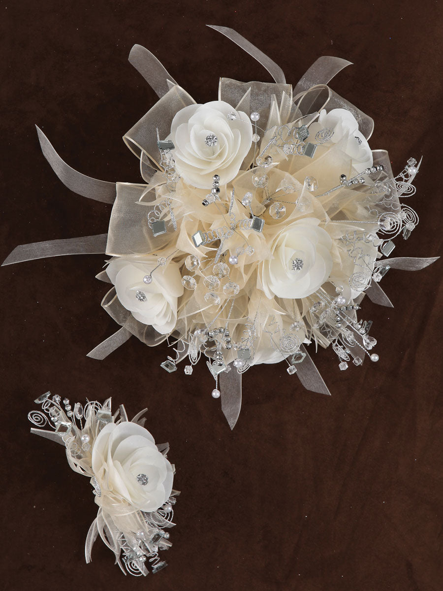 Juego De Velas Ramo Mis Xv Primaveras 231014 Acrílico/Satinado Marfil/Plata 600070