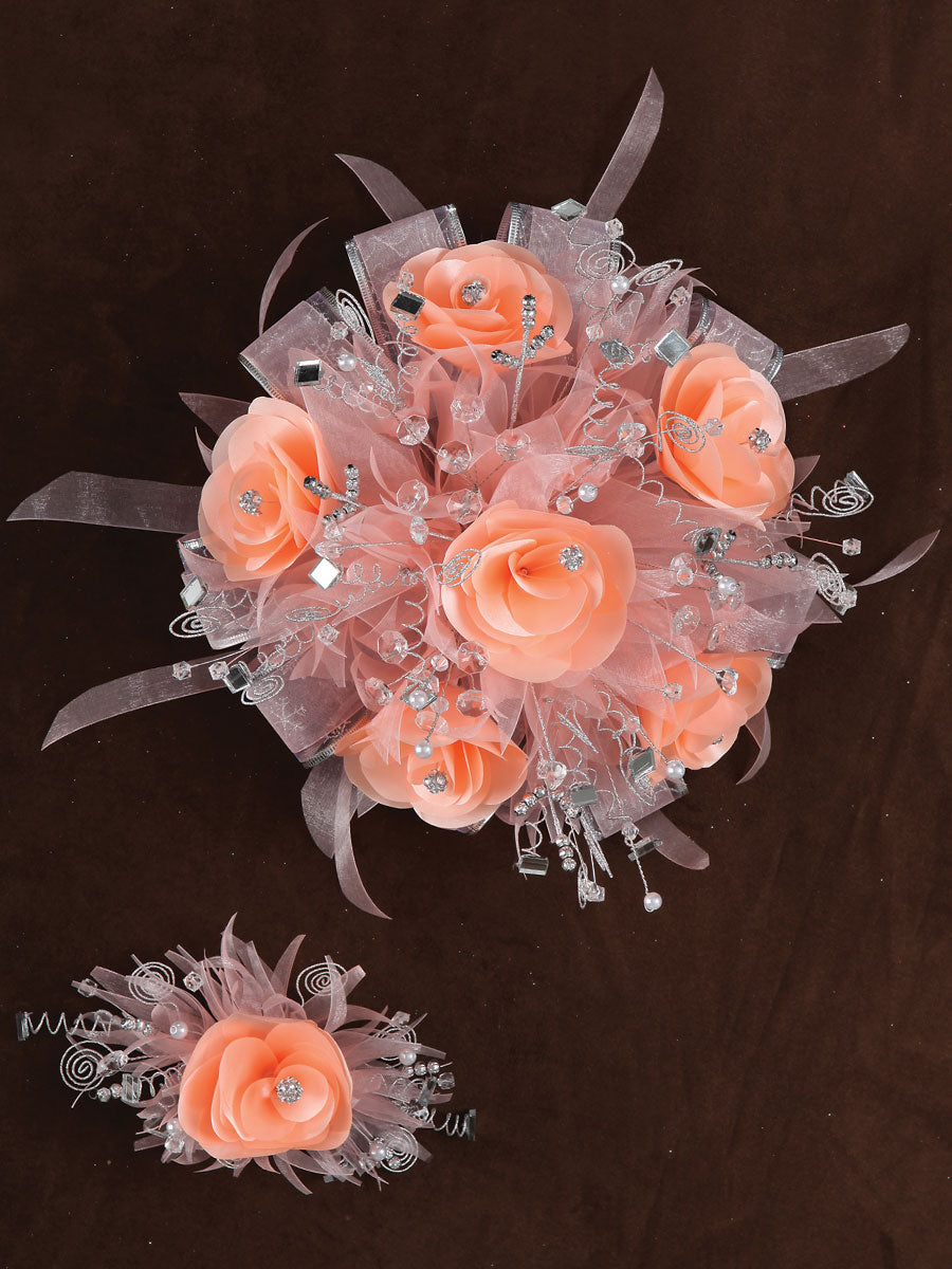 Ramos Quinceañeras Mis Xv Primaveras Economico Rosal Acrilico/Satinado Durazno 600071