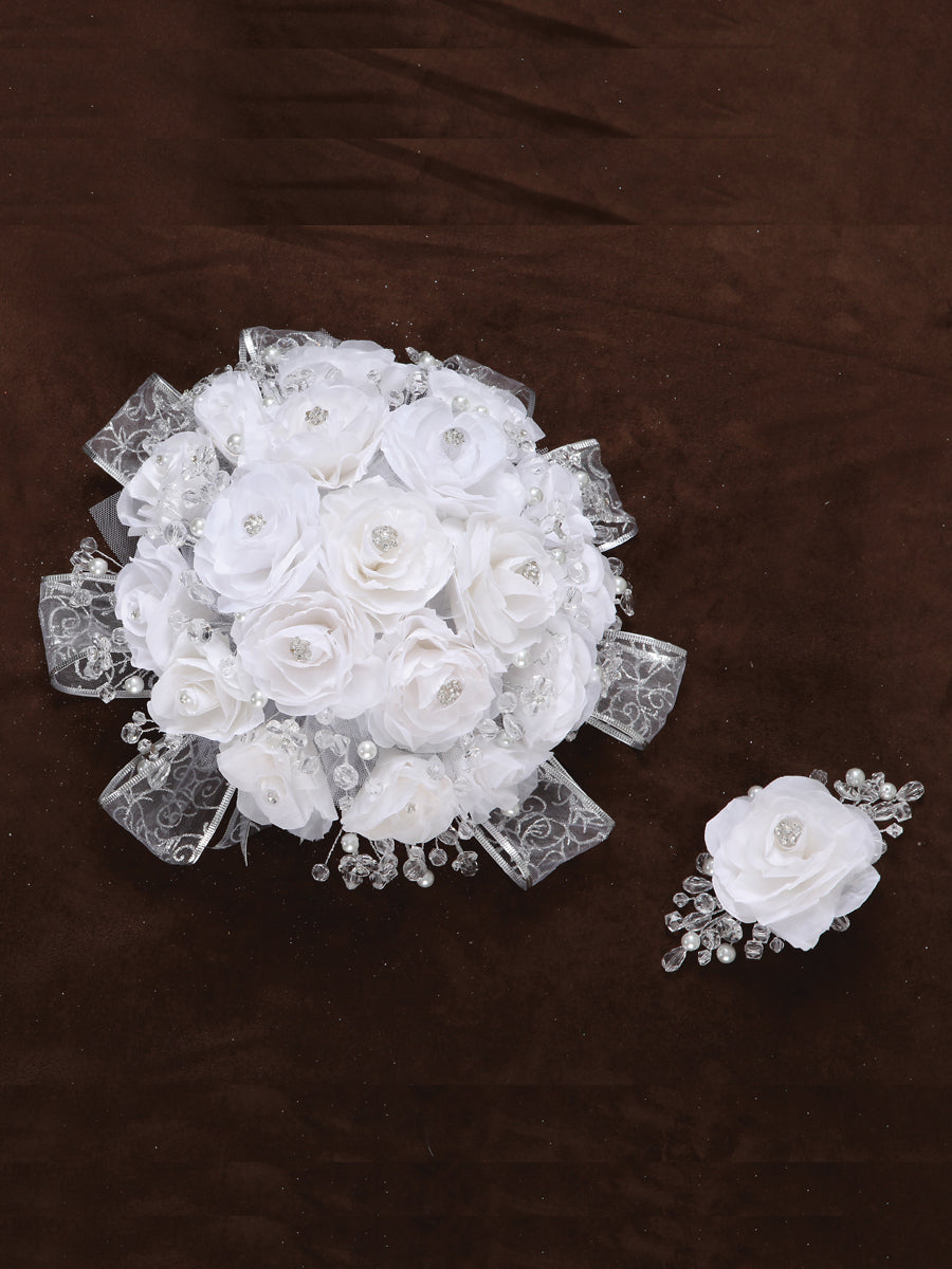 Ramos Quinceañeras Mis Xv Primaveras Rosal Combinado Acrylic/Satin Blanco/Plata 600074