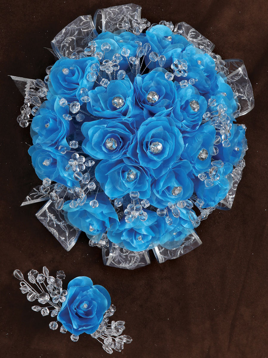 Ramos Quinceañeras Mis Xv Primaveras Rosal Combinado Acrílico/Satinado Turquesa 600077
