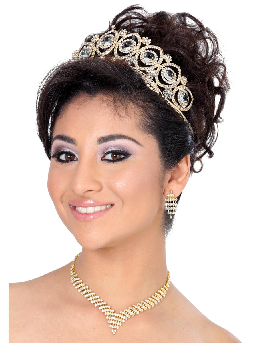 Coronas De Quinceanera Mis Xv Primaveras C.011 Cristal Oro 600280