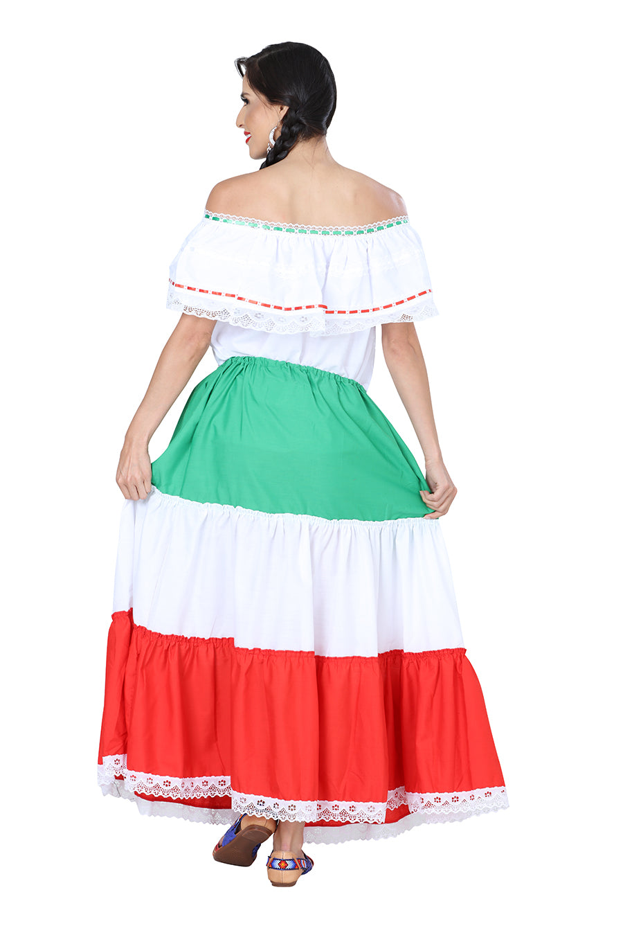Falda Mexico Artesanal Tricolor-Olan 100% Algodon Tricolor 601304