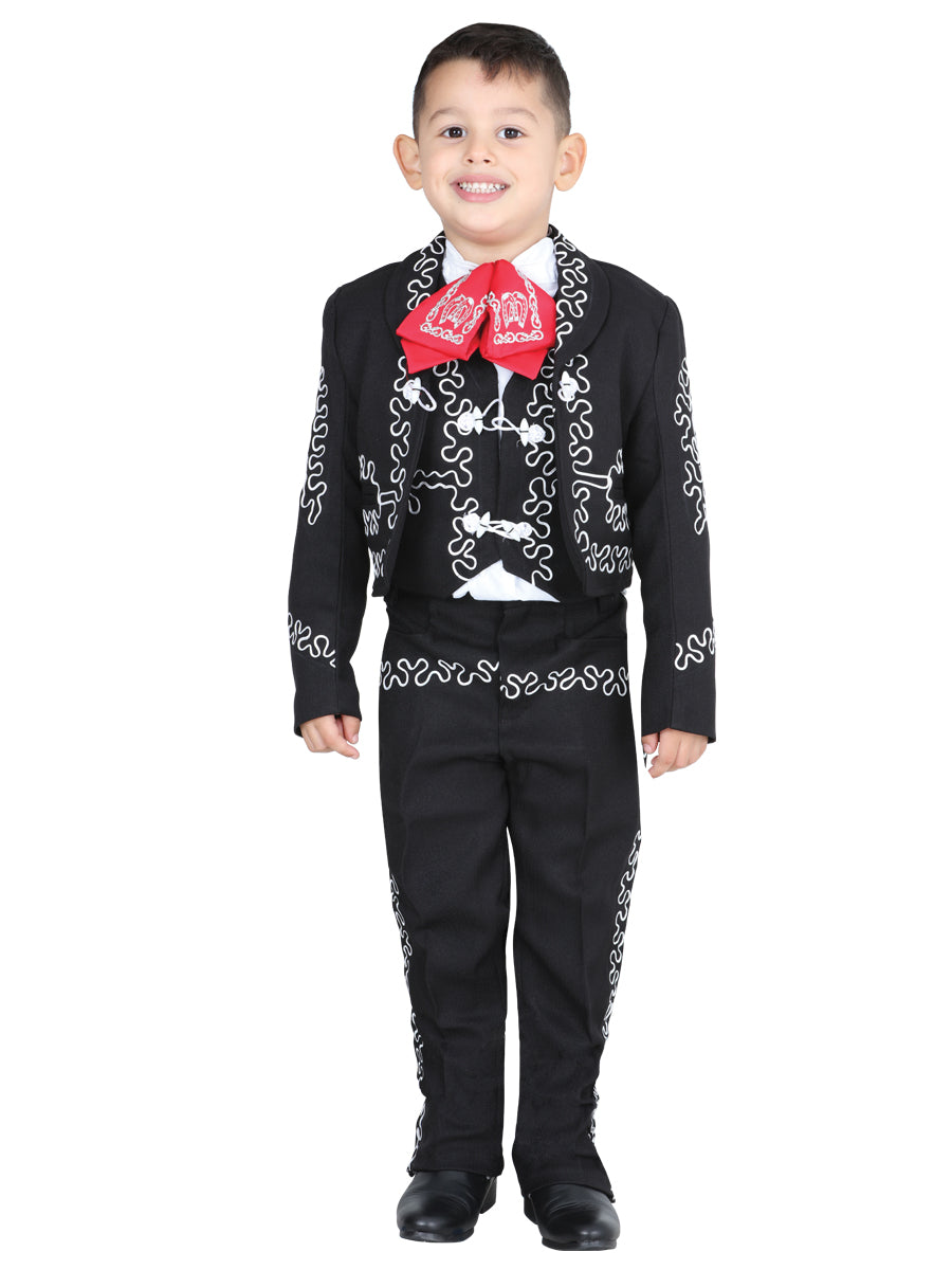 Traje Charro Mis Xv Primaveras Cintilla-N 100% Poliéster Satinado Negro/Blanco 601378