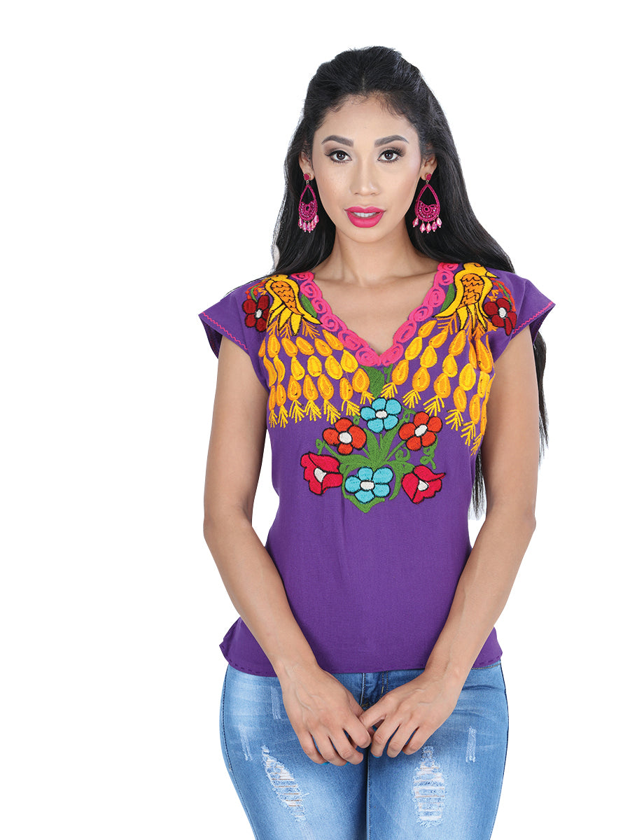 Blusa Campesina Mis Xv Primaveras Bls-Camp-Pvo 100% Algodon Morado 601396