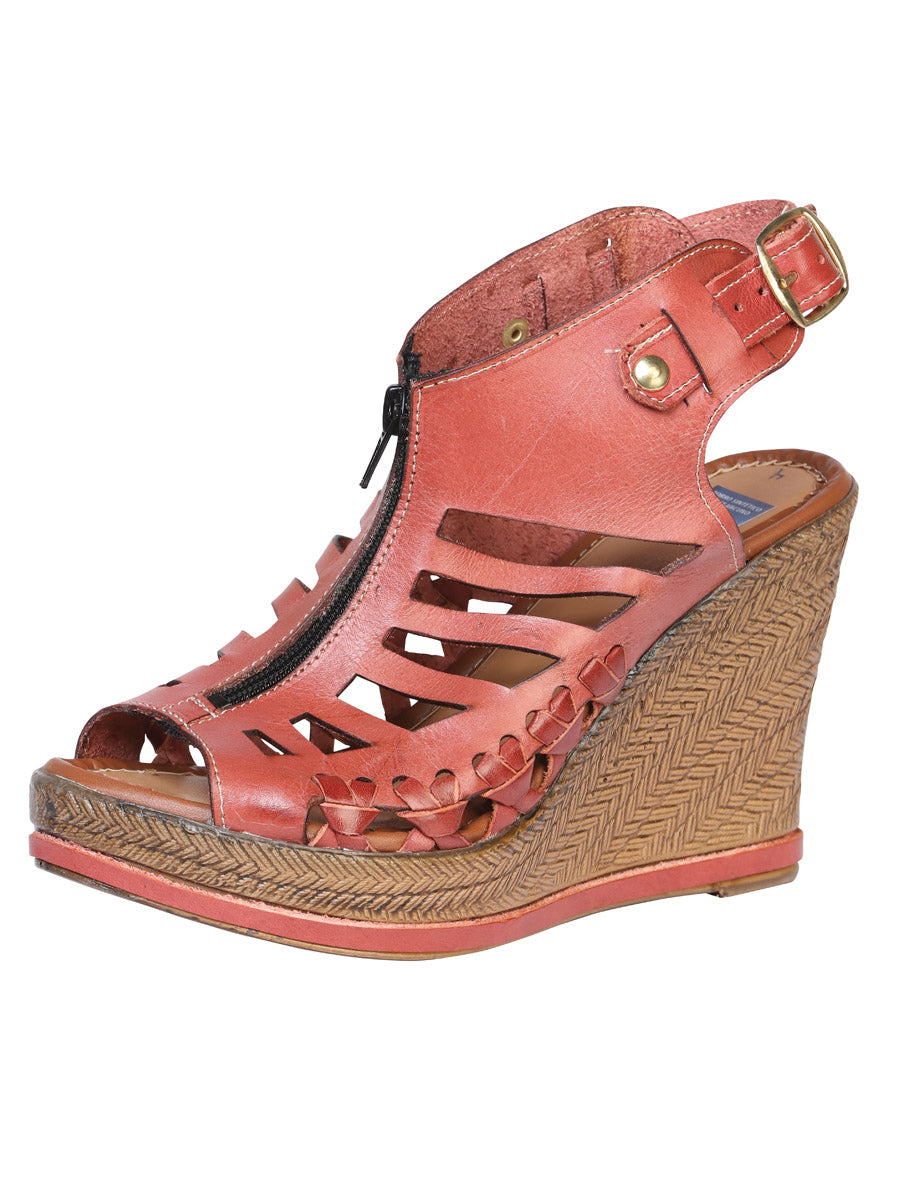 Huarache Plataforma México Artesanal Azteca Piel Café 601935