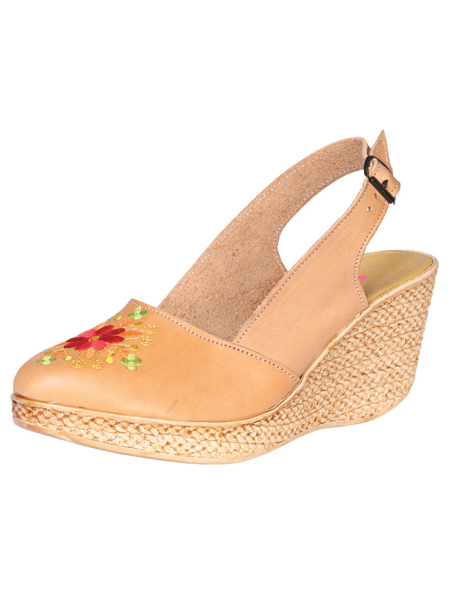 Huarache Plataforma Mexico Artesanal Bordado Piel Natural 602359