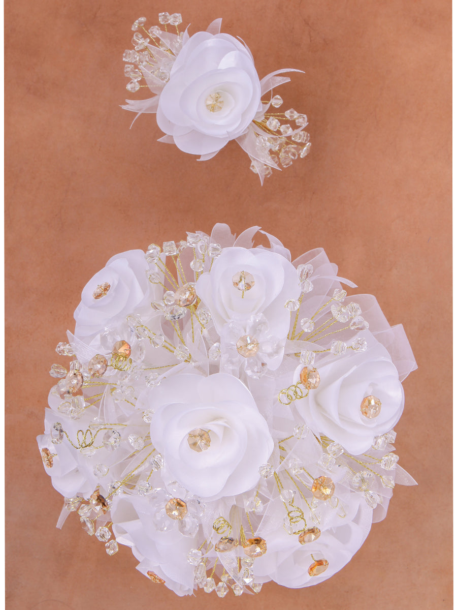 Juego De Velas Ramo Mis Xv Primaveras 231014 Acrílico/Satinado Blanco/Oro 602398