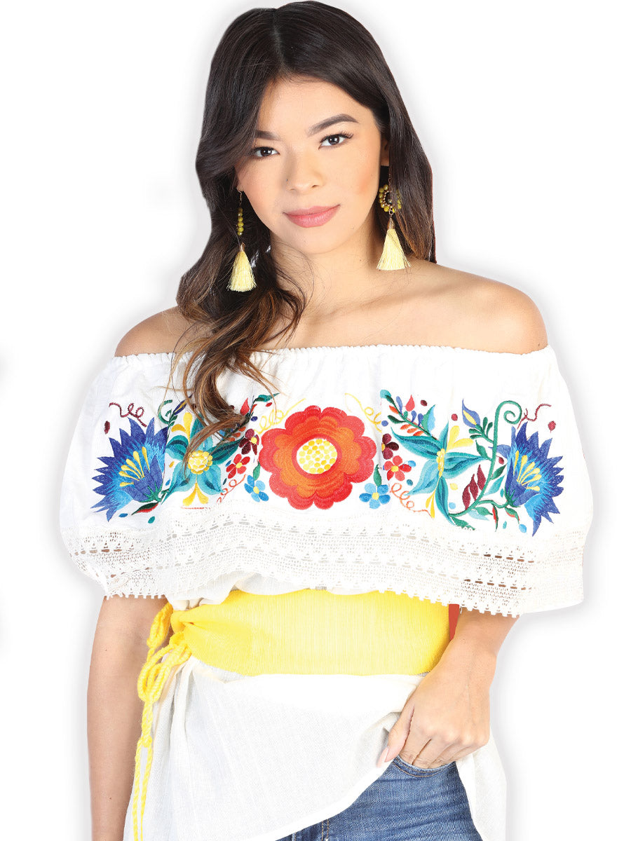 Blusa Juvenil Mexico Artesanal Flor 50% Algodón 50% Poliester Beige 602474