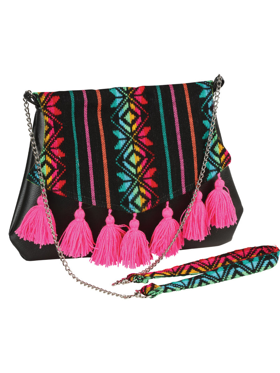 Bolso Bandolera Mexico Artesanal Sk-B042 100% Poliester Negro 603021