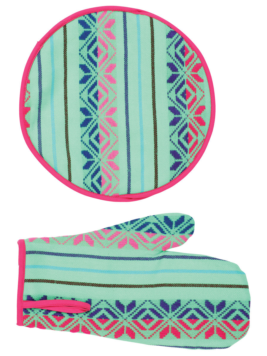 Articulo De Cocina Mexico Artesanal Tab-003 Cambaya 100% Acrilan Verde 603565