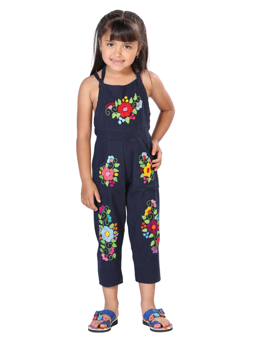Short Mexico Artesanal Overol Pantalon 100% Algodon Azul Marino 603586