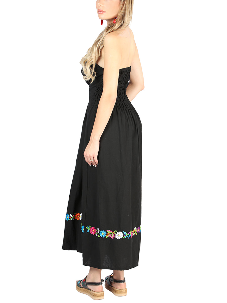 Vestido Artesanal Charro Tienda Correa 100% Algodon Negro 604053