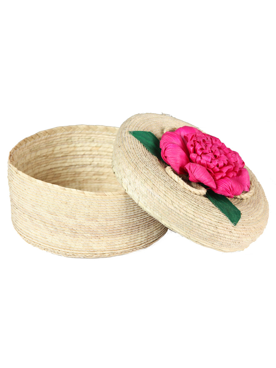 Artesanal Calentador de Tortillas 100% Hoja de Palma Flor Fucsia 604111