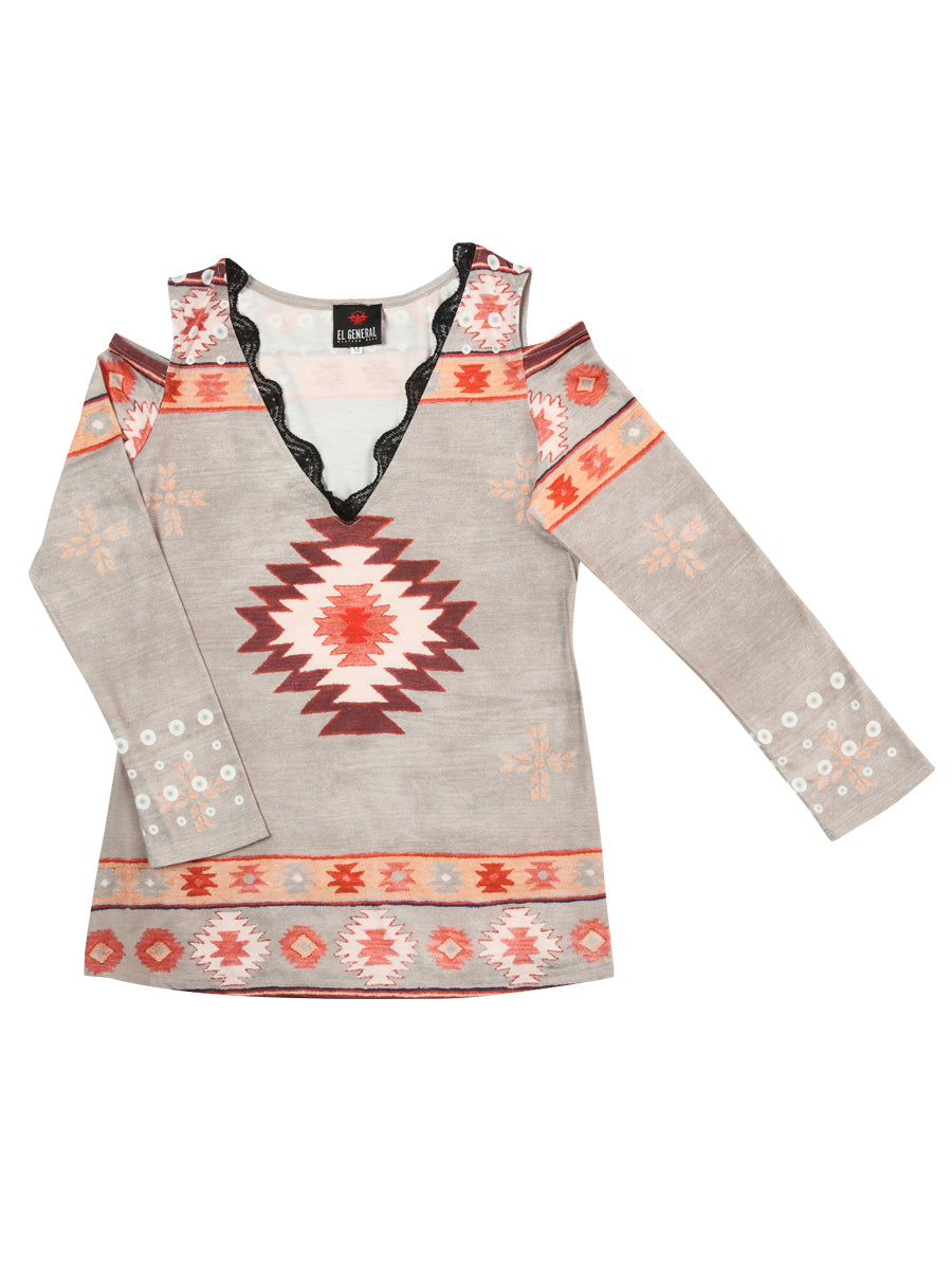 Blusa Manga Larga El General Western Wear Syg-2851 Tela Gris 702050