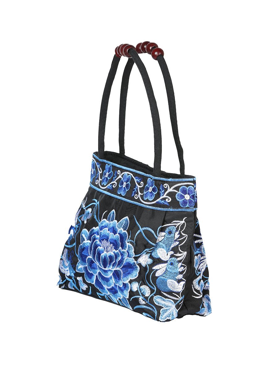 Bolsa Bordada El General Ac-146 Tela Negro/Azul 702178