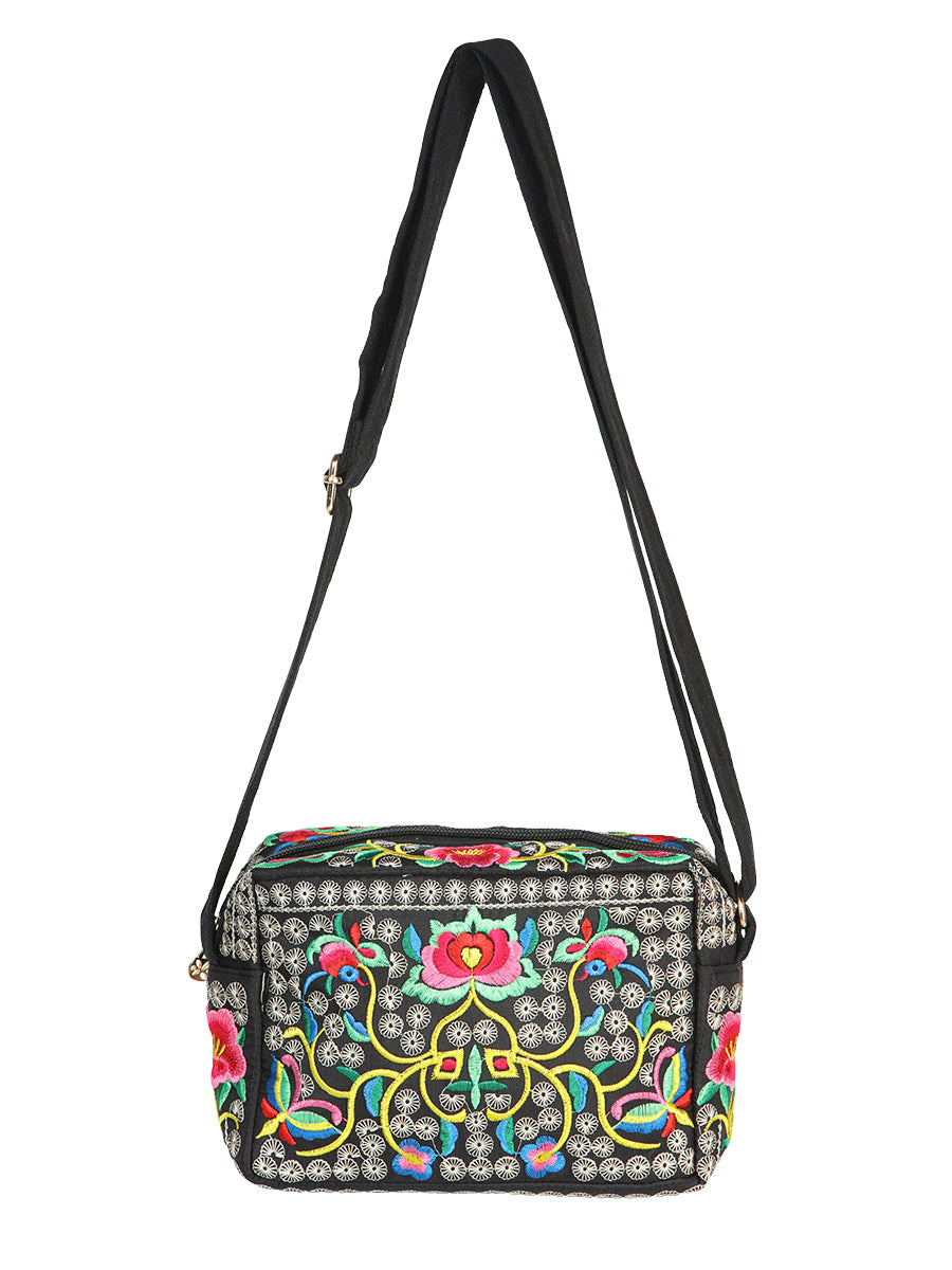 Bolsa Bordada El General Ac-337 Tela Negro/Rosa 702192