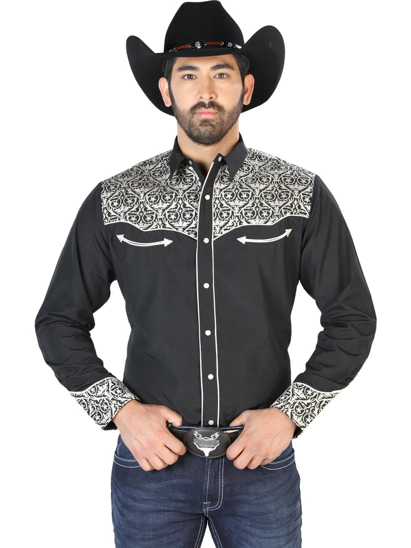 Camisa Vaquera Bordada Hombre