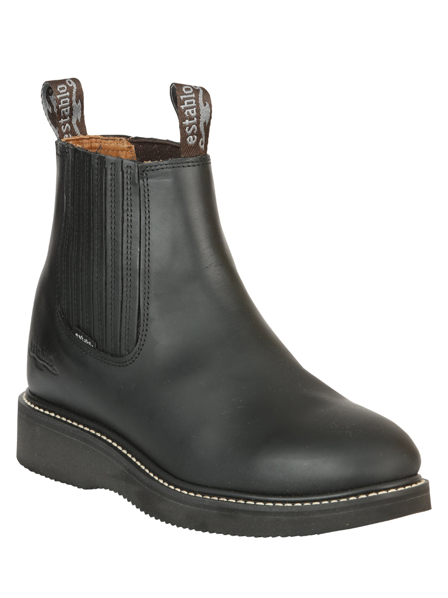 Establo Caballero Trabajo Tobillo Bota - Grasso Piel - Negro 320