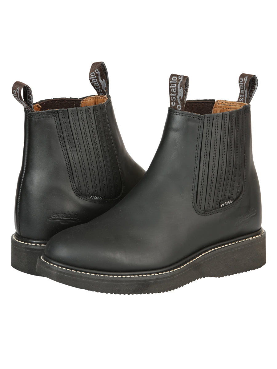 Establo Caballero Trabajo Tobillo Bota - Grasso Piel - Negro 320