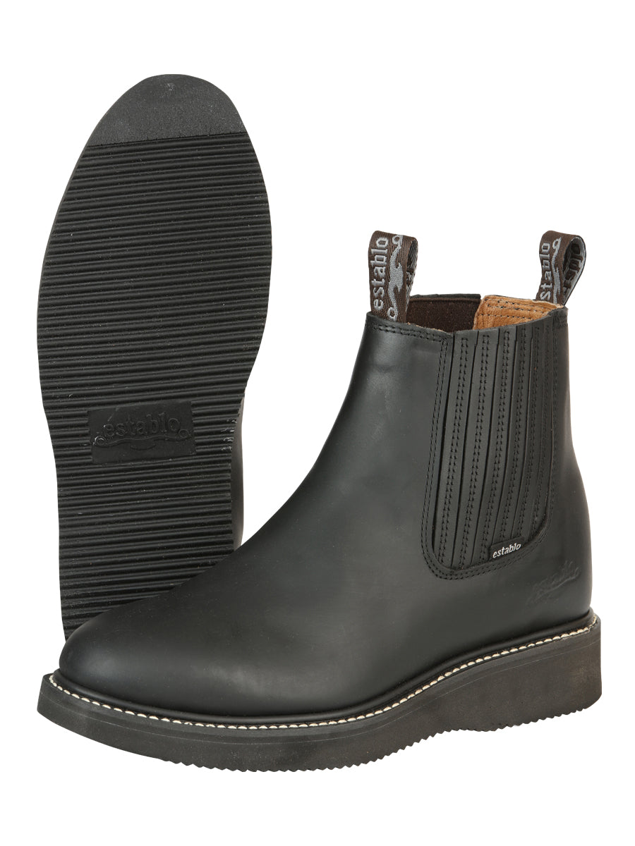 Establo Caballero Trabajo Tobillo Bota - Grasso Piel - Negro 320