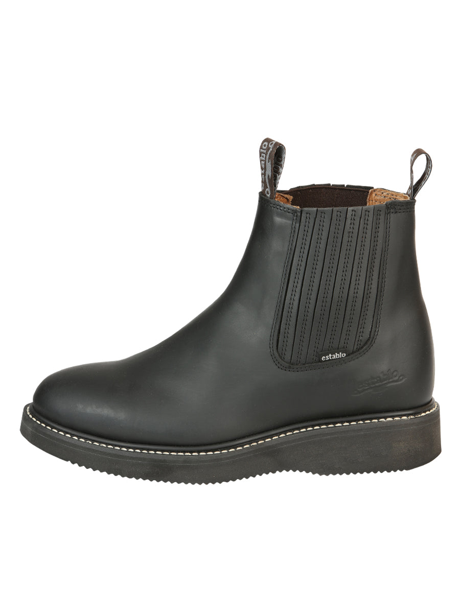 Establo Caballero Trabajo Tobillo Bota - Grasso Piel - Negro 320