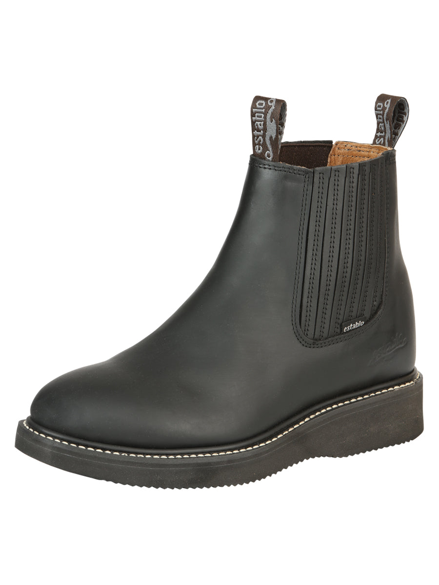 Establo Caballero Trabajo Tobillo Bota - Grasso Piel - Negro 320