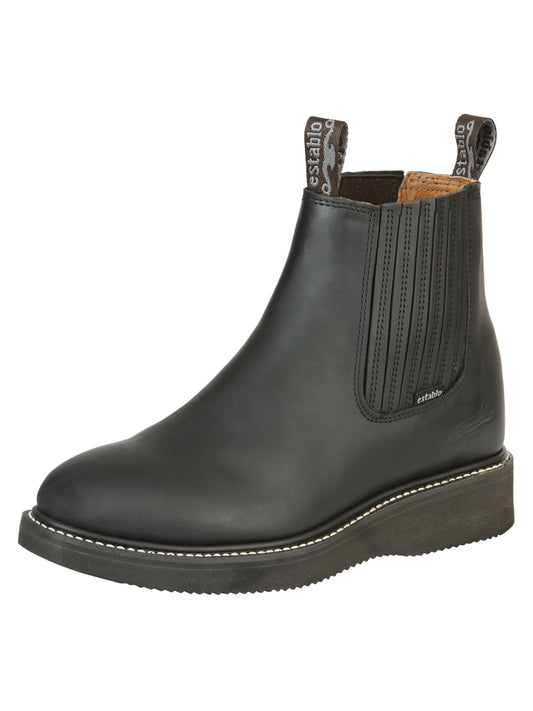 Establo Caballero Trabajo Tobillo Bota - Grasso Piel - Negro 320