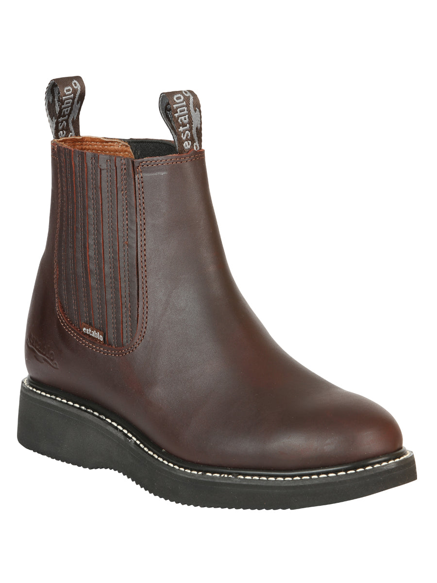 Bota de Trabajo Caballero Establo Piel Vacuna Vino - Modelo 24963