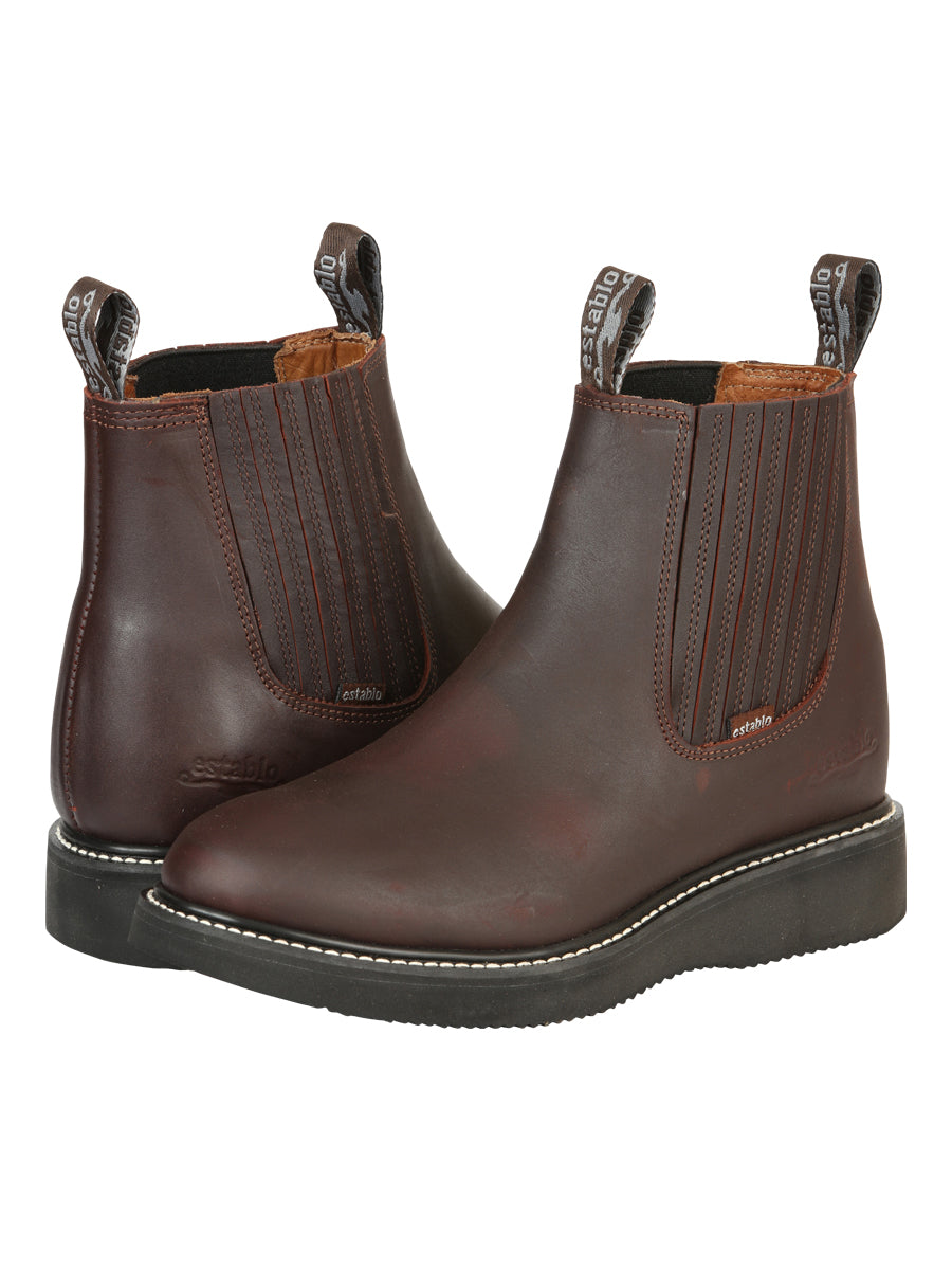 Bota de Trabajo Caballero Establo Piel Vacuna Vino - Modelo 24963
