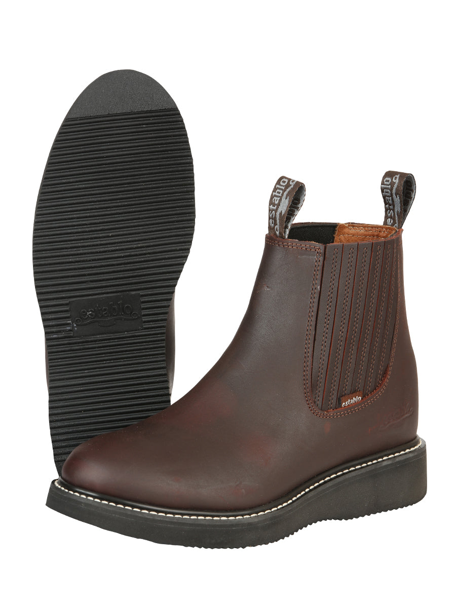 Bota de Trabajo Caballero Establo Piel Vacuna Vino - Modelo 24963