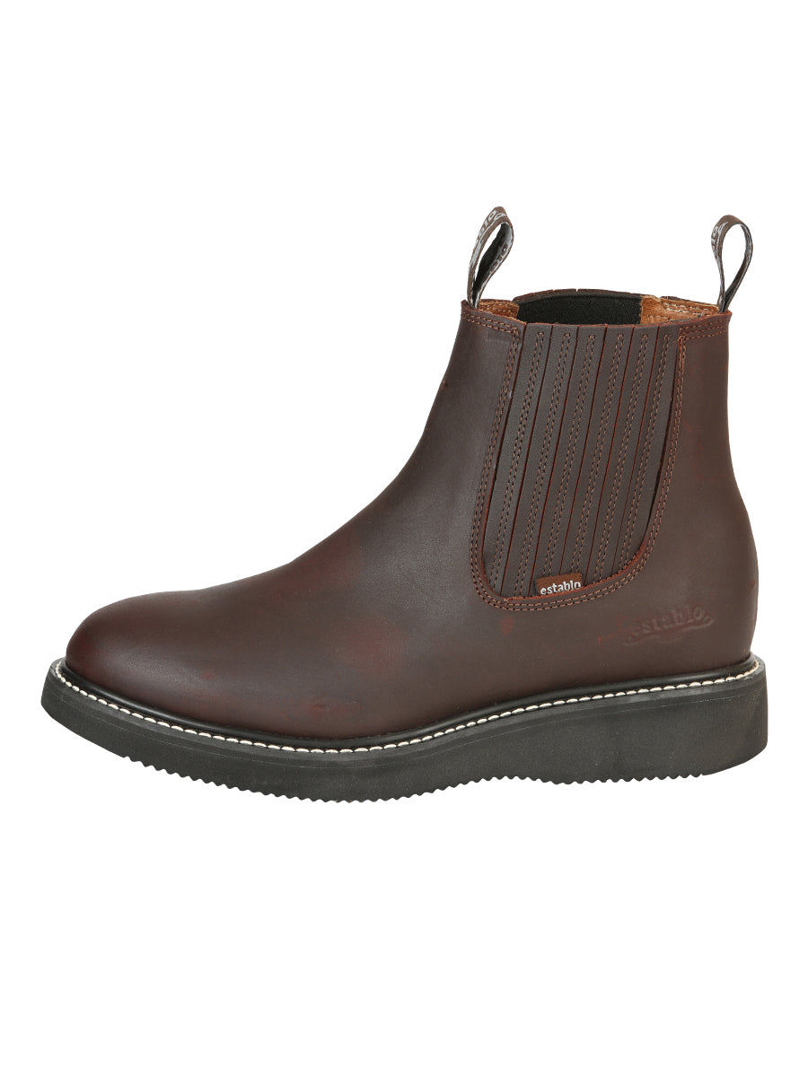 Bota de Trabajo Caballero Establo Piel Vacuna Vino - Modelo 24963