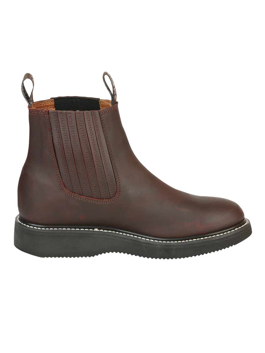 Bota de Trabajo Caballero Establo Piel Vacuna Vino - Modelo 24963
