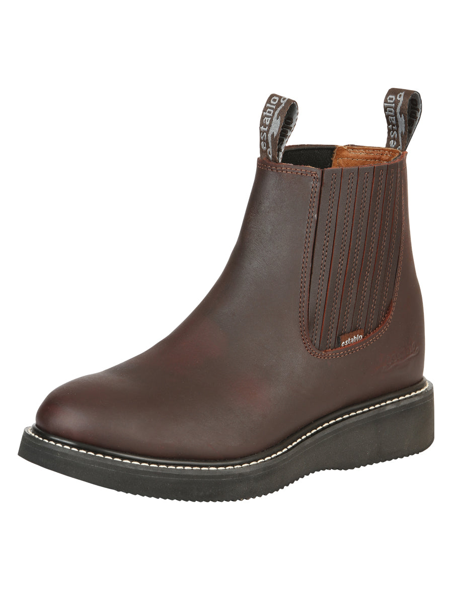 Bota de Trabajo Caballero Establo Piel Vacuna Vino - Modelo 24963