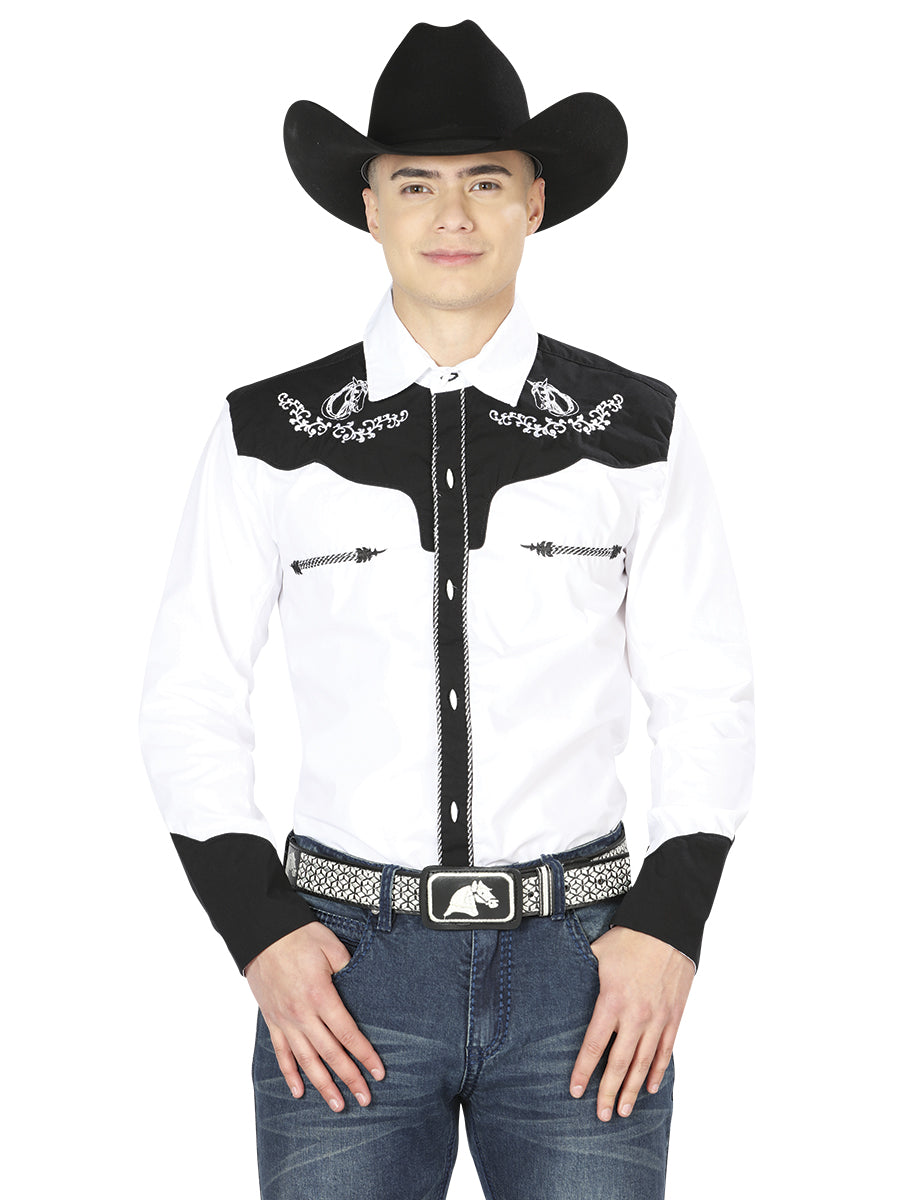 Camisa Charra Manga Larga El General Cvap1021 65% Poliester 35% Algodon Blanca 35185