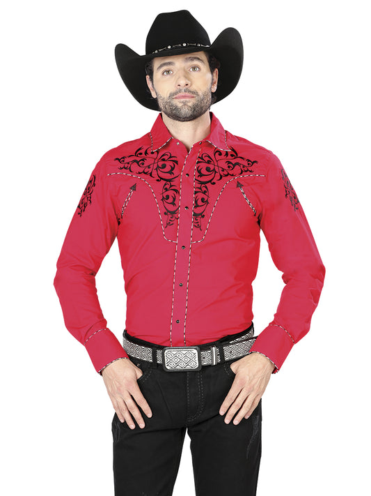 Camisa Vaquera M/ Larga El General Mch-02-07 65% Poliester 35% Algodon Rojo 40992
