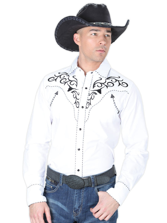 Camisa Vaquera M/ Larga El General Mch-02-10 65% Poliester 35% Algodon Blanco 41004
