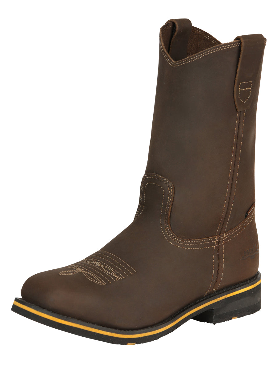 Establo Caballero Rodeo Bota - Loco Piel Beige con Punta de Acero 41544