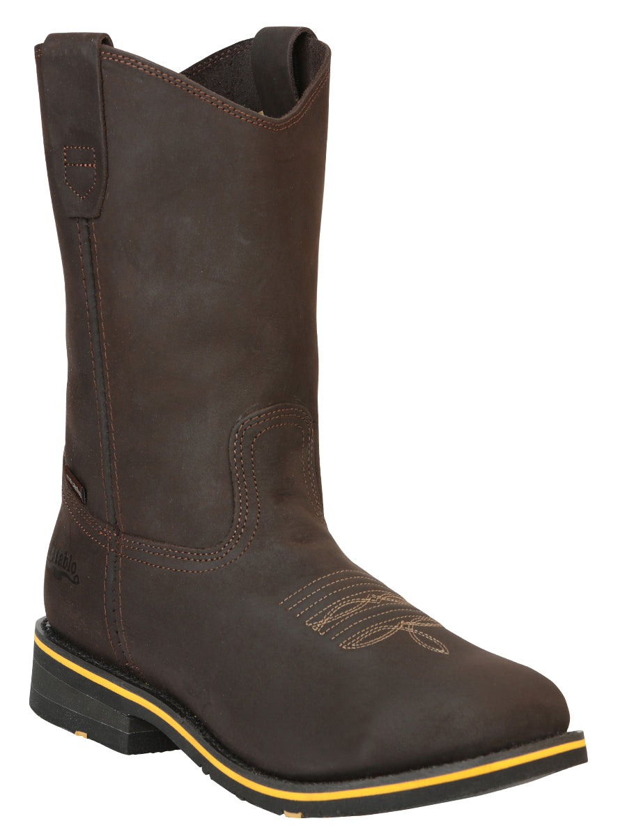 Bota Vaquera Caballero Establo Piel Vacuna Chocolate - Modelo 41545