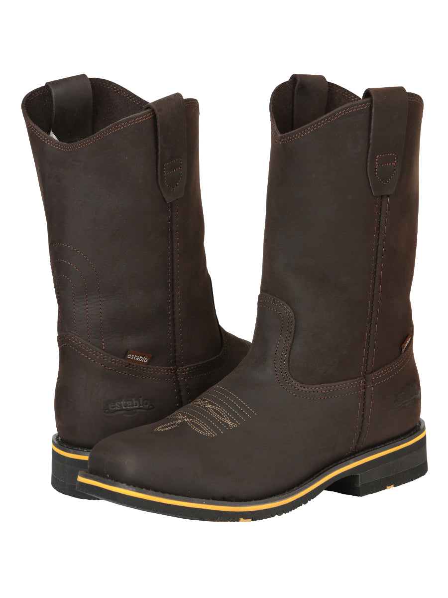 Bota Vaquera Caballero Establo Piel Vacuna Chocolate - Modelo 41545